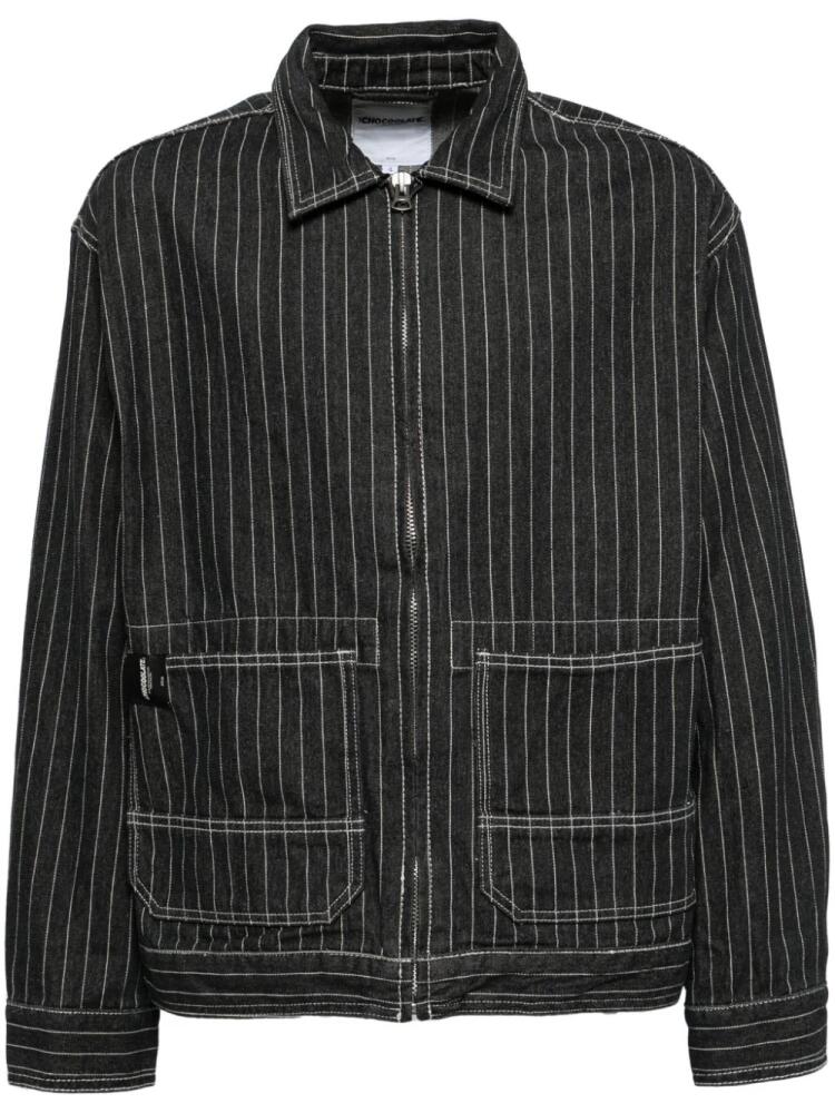 CHOCOOLATE stripe denim jacket - Black Cover