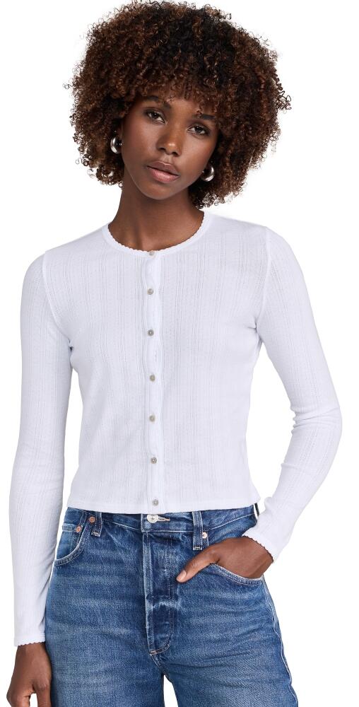 Goldie Pointelle Crop Cardigan White Cover