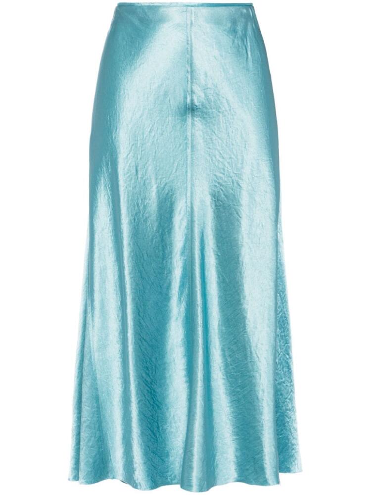 Vince satin raw-edge midi skirt - Blue Cover