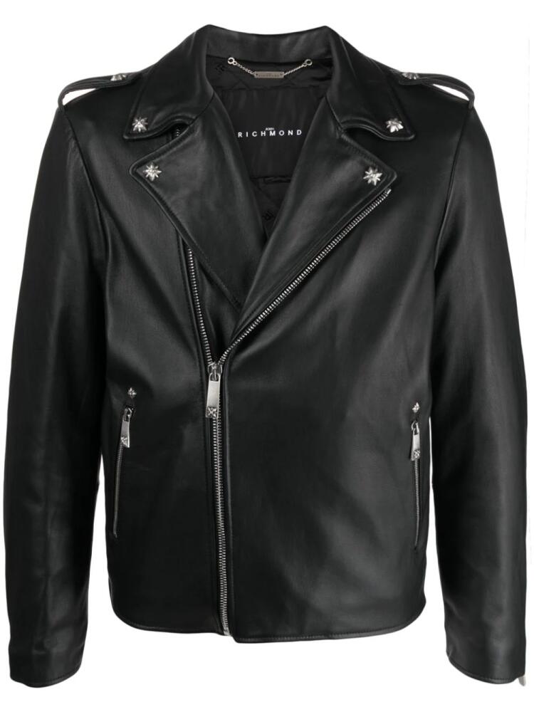 John Richmond Mililo leather biker jacket - Black Cover