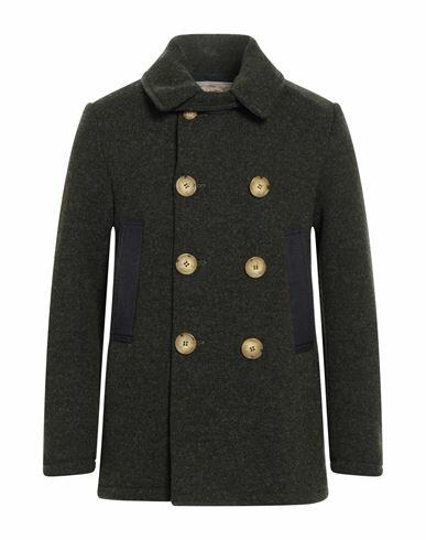 Vintage De Luxe Man Coat Military green Virgin Wool, Cotton Cover