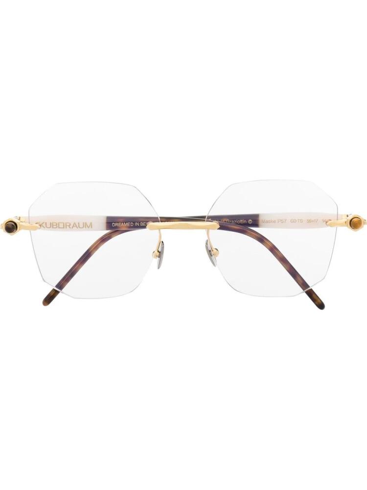 Kuboraum hexagonal logo-lettering glasses - Gold Cover