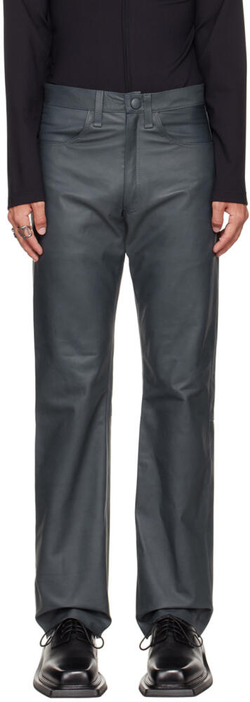 AARON ESH SSENSE Exclusive Gray Loose Leather Pants Cover