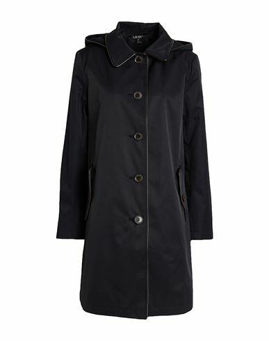 Lauren Ralph Lauren Faux-leather-trim Hooded Coat Woman Overcoat & Trench Coat Midnight blue Cotton, Polyester Cover