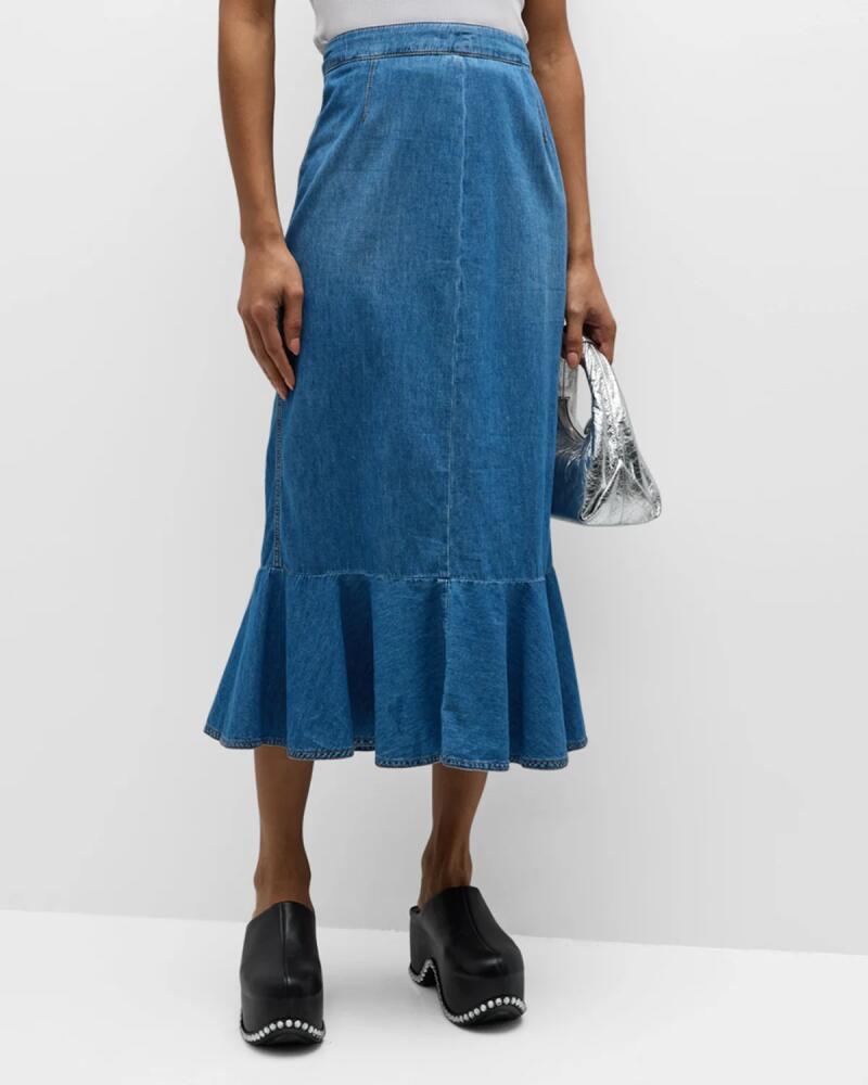 Moschino Jeans Chambray Fit-and-Flare Midi Skirt Cover