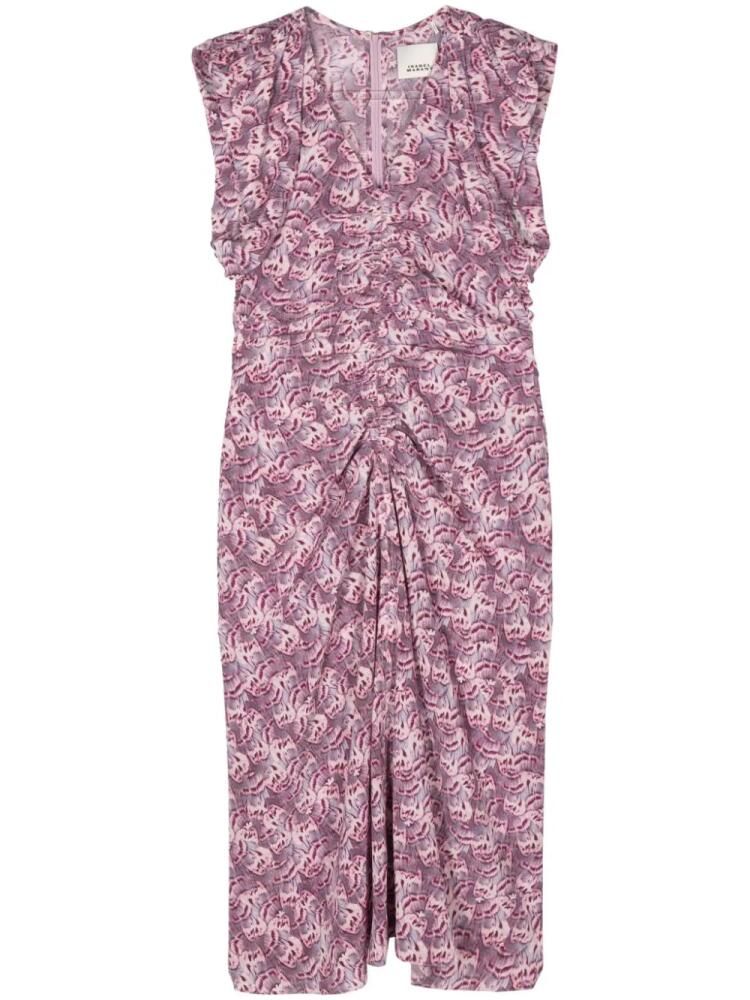 ISABEL MARANT Gilya geometric-print midi dress - Purple Cover