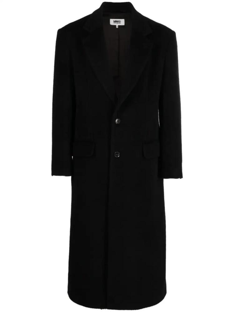 MM6 Maison Margiela single-breasted virgin-wool-mohair blend coat - Black Cover