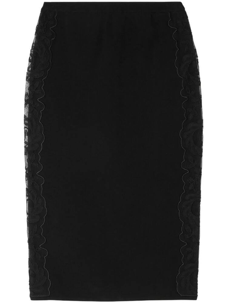 Versace floral-embroidered pencil midi skirt - Black Cover