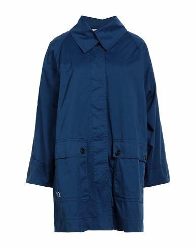 Semicouture Woman Overcoat & Trench Coat Blue Cotton, Elastane Cover