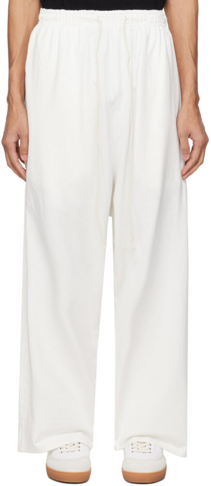 Hed Mayner White Embroidered Sweatpants Cover