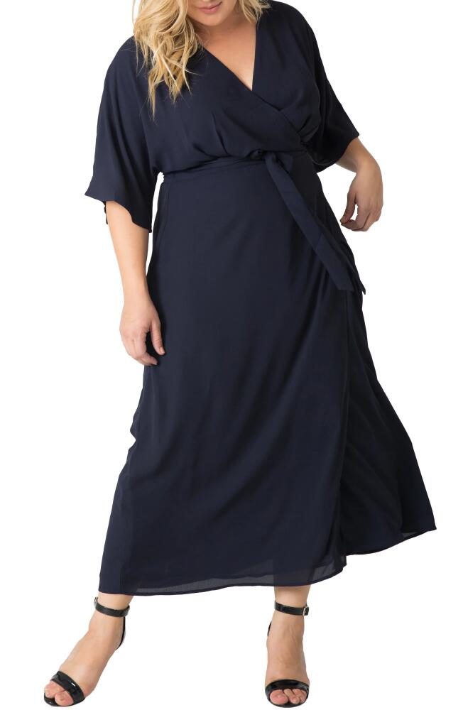 Standards & Practices Short Sleeve Wrap Maxi Dress in Midnight Blue Cover