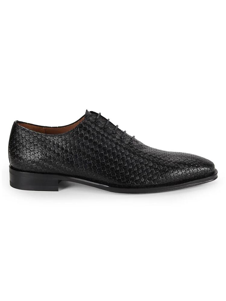 Mezlan Men's Textured Leather Oxford Shoes - Black Cover