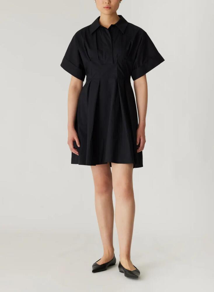 Rebecca Taylor Poplin Waisted Shirt Dress in Black Cover