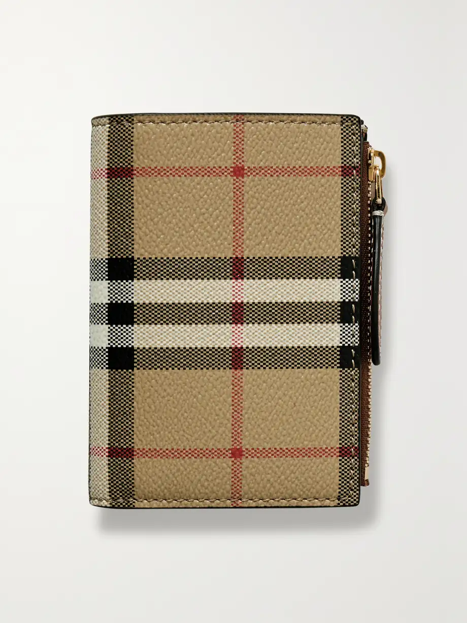 Burberry - Checked Textured-leather Wallet - Neutrals Cover