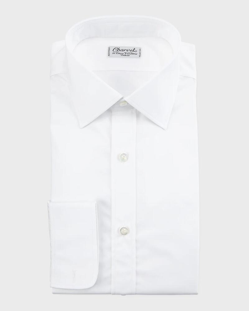 Charvet Poplin Barrel-Cuff Dress Shirt, White Cover