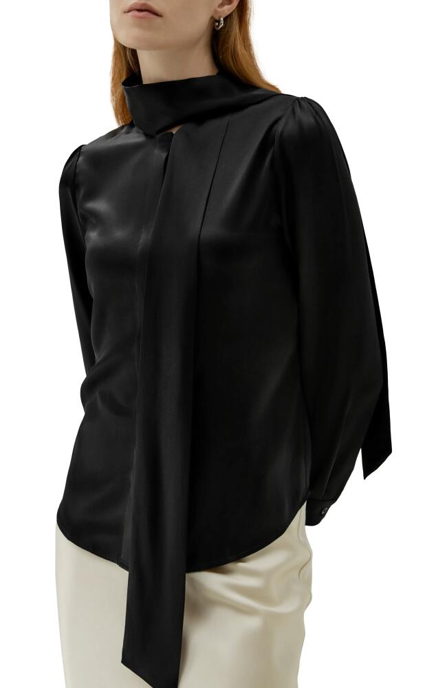 Lilysilk Bow-tie Neck Silk Blouse in Black Cover