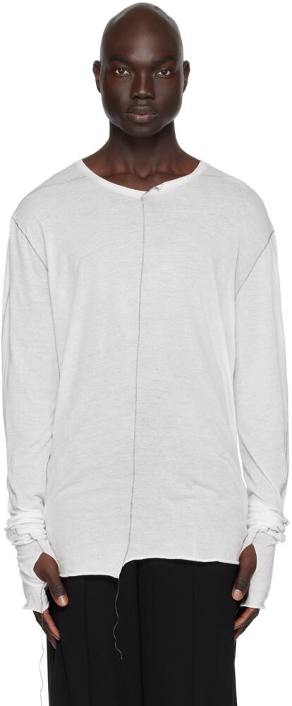 NICOLAS ANDREAS TARALIS White Loose Thread Long Sleeve T-Shirt Cover