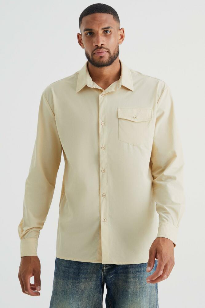 Mens Tall Technical Stretch Smart Utility Shirt Jacket - Cream Cover