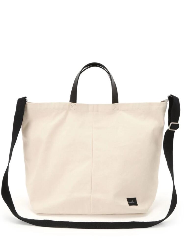 agnès b. logo-patch canvas tote bag - Neutrals Cover