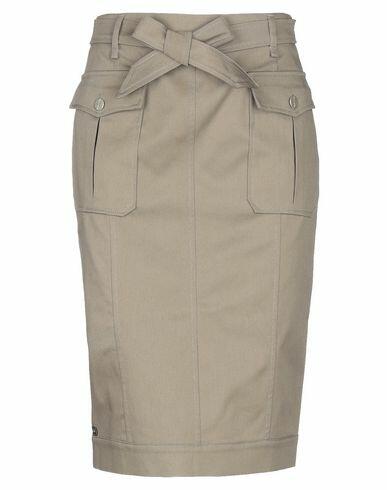 Manila Grace Woman Midi skirt Military green Cotton, Elastane Cover