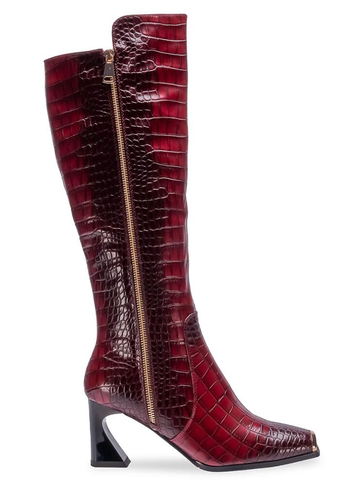 Lady Couture Women's London Crocodile Embossed Tall Boots - Wine Cover