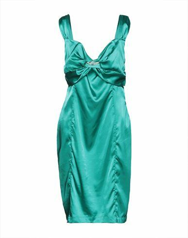 Roberto Cavalli Woman Midi dress Emerald green Polyester, Elastane Cover