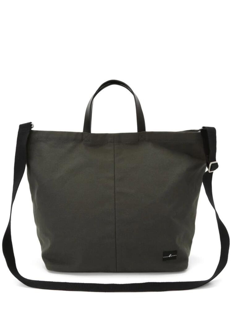 agnès b. logo-patch canvas tote bag - Green Cover