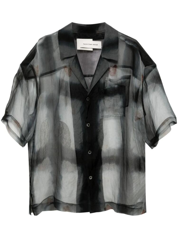 Feng Chen Wang printed semi-sheer shirt - Black Cover