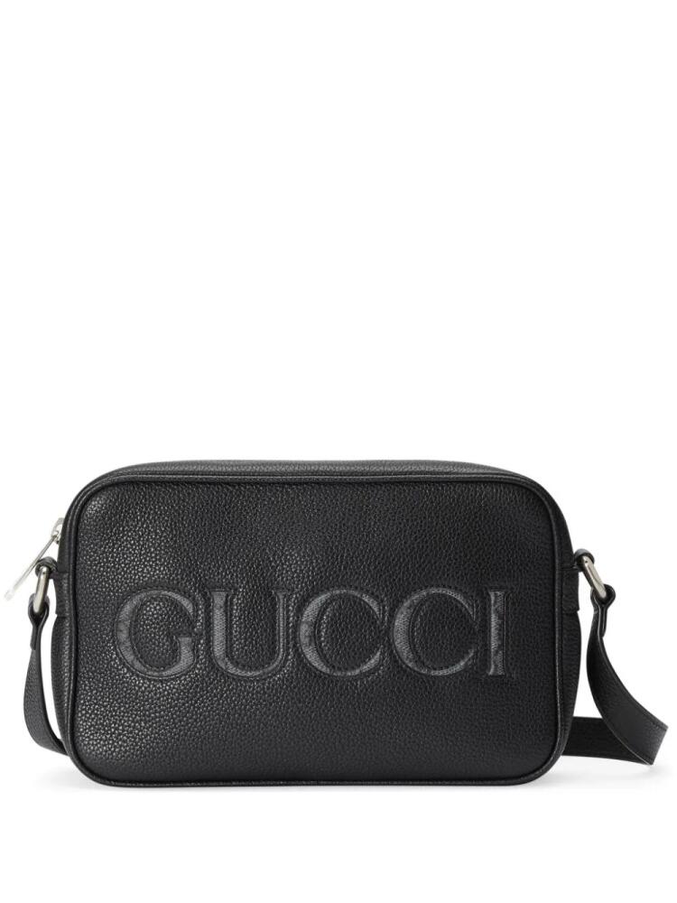 Gucci logo-embroidered leather mini shoulder bag - Black Cover