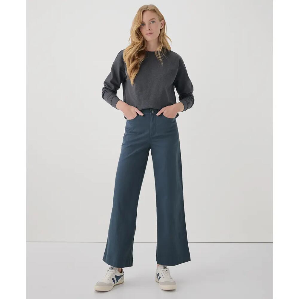 Pact Organic Stretch Twill Denim Wide Leg Pant in Slate Blue Cover