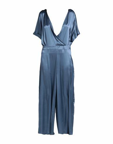 Semicouture Woman Jumpsuit Slate blue Acetate, Silk Cover