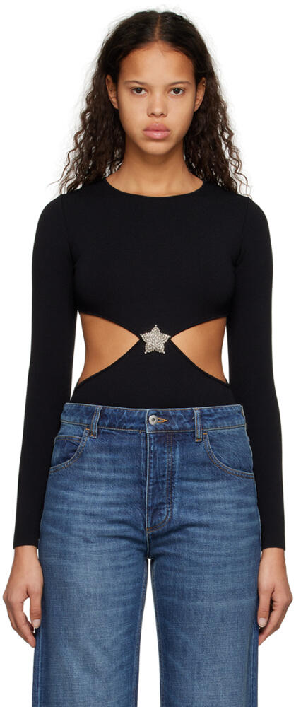 Valentino Black Crystal Star Bodysuit Cover