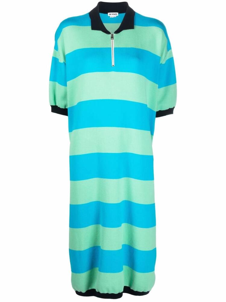 Sunnei striped knit polo dress - Green Cover