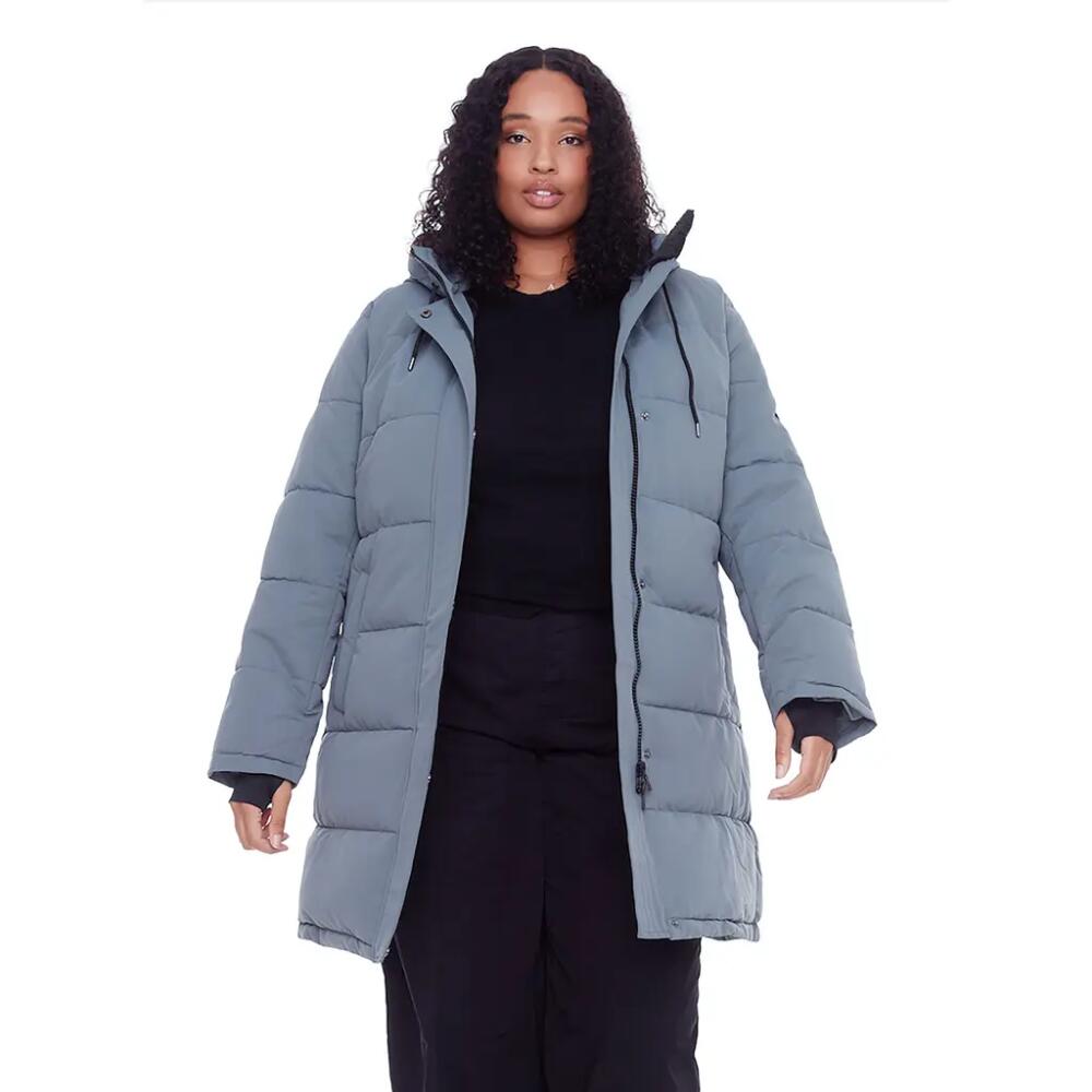 Alpine North AULAVIK PLUS SIZE - Vegan Down Mid-length Hooded Parka Coat in Slate Cover