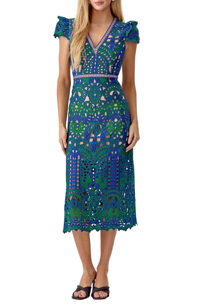 Adelyn Rae Lace Midi Dress in Blue Emerald Nl Cover