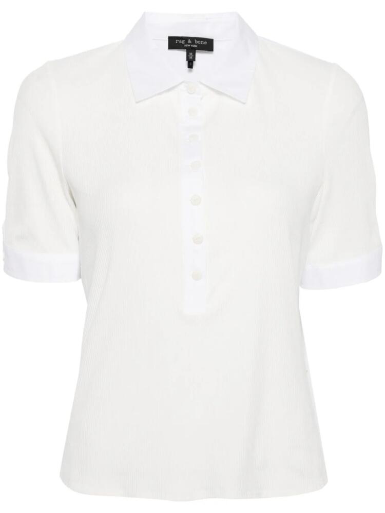 rag & bone ribbed cotton-modal blend polo shirt - White Cover