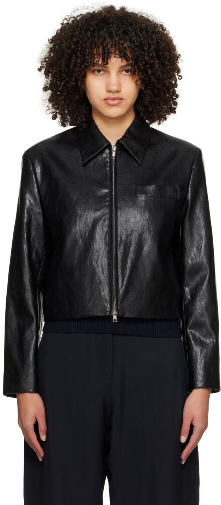 Dunst Black Collared Faux-Leather Jacket Cover