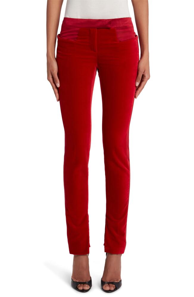 TOM FORD Velveteen Tuxedo Skinny Pants in Red Cover