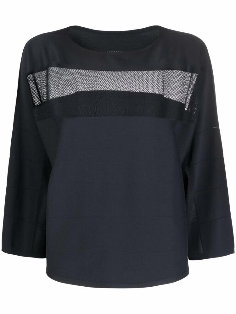 Pleats Please Issey Miyake mesh-panel cropped blouse - Black Cover