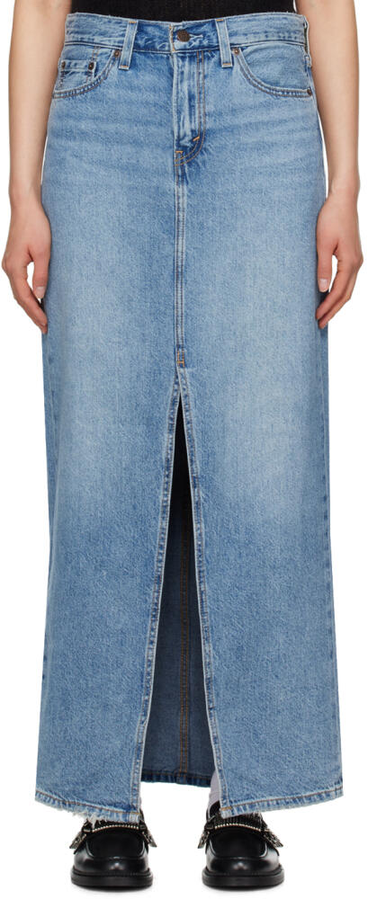 Levi's Blue Ankle Column Denim Midi Skirt Cover