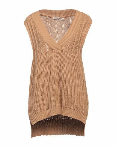 Rinascimento Woman Sweater Camel Cotton, Acrylic Cover