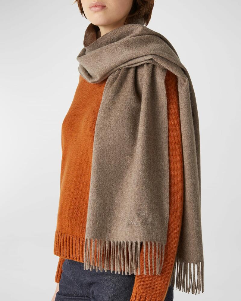 Loro Piana Cashmere Sciarpa Grande Fringe-Trim Scarf Cover