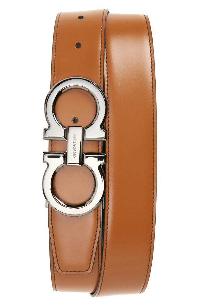 FERRAGAMO Gancini Reversible Leather Belt in New Vicuna Nero Cover