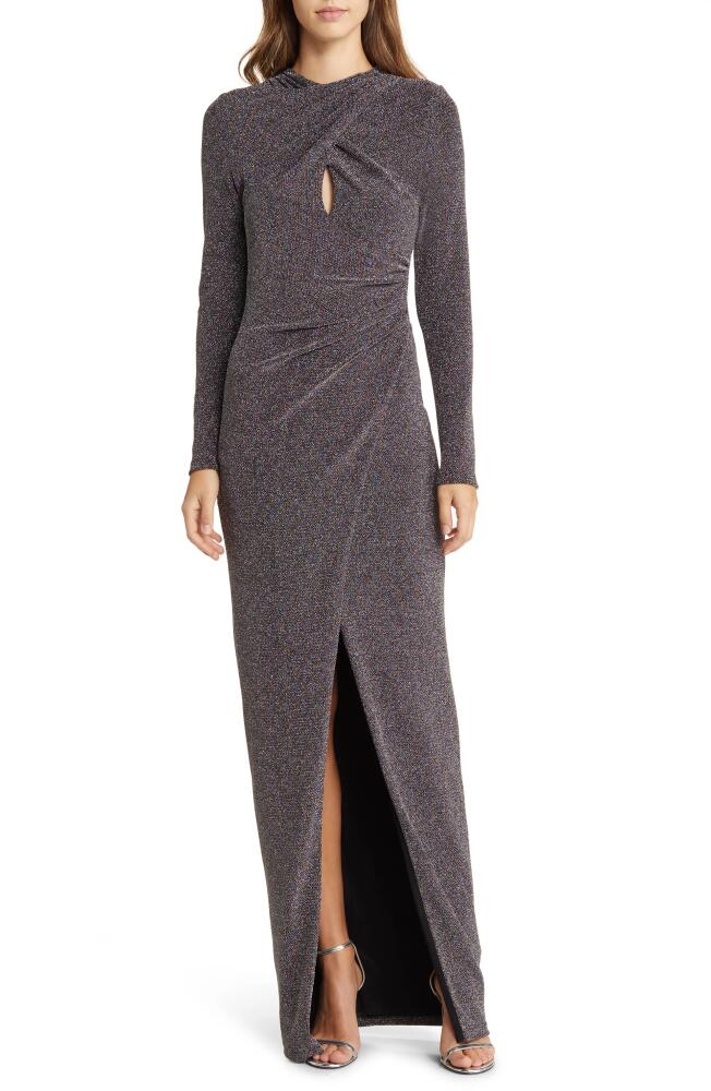 Black Halo Cece Metallic Long Sleeve Gown in Stardust Cover