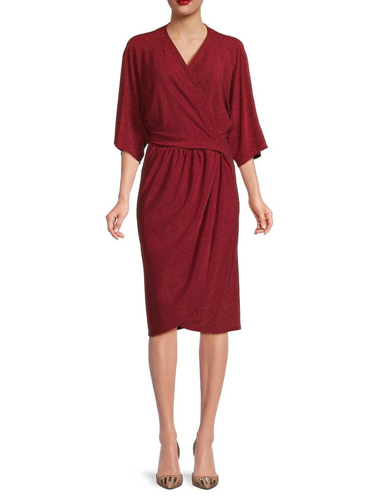 gibsonlook Women's Surplice Midi Faux Wrap Dress - Red Cover