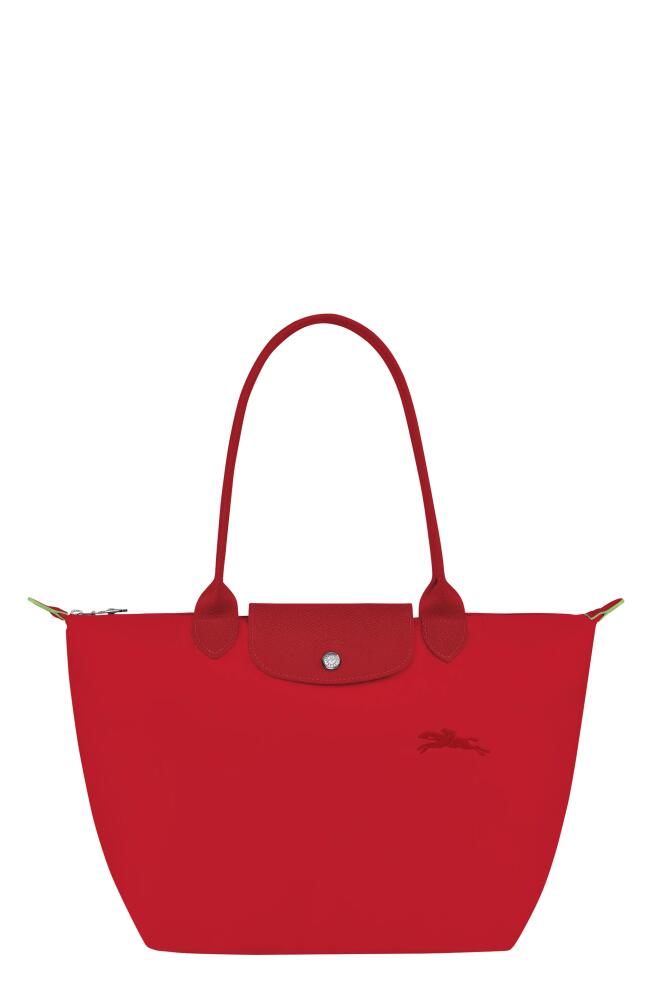 Longchamp Medium Le Pliage Green Recycled Canvas Shoulder Tote Bag in Tomato Cover