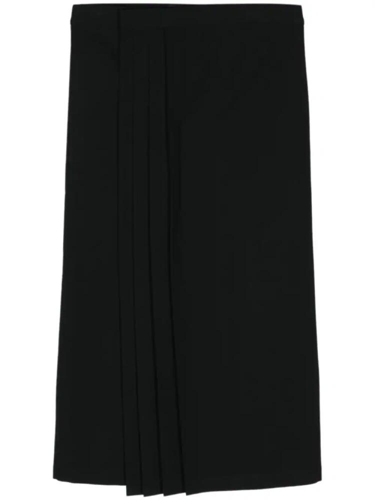 Yohji Yamamoto pleated wool midi skirt - Black Cover