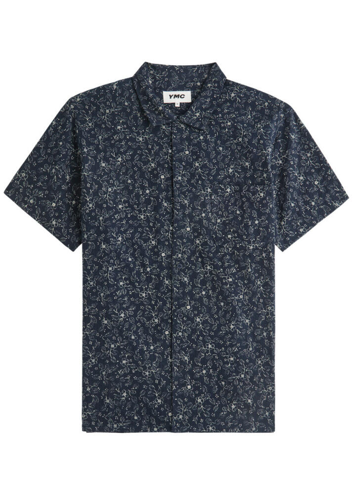 Ymc Malick Printed Textured Cotton Shirt - Navy Cover