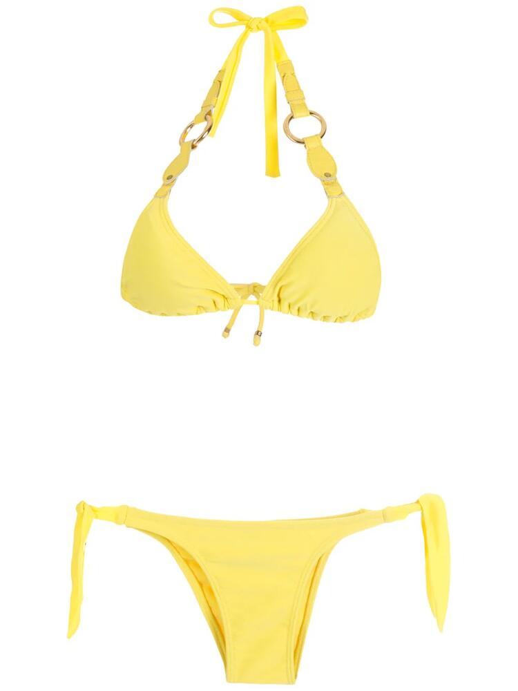 Amir Slama hoop-strap triangle bikini set - Yellow Cover