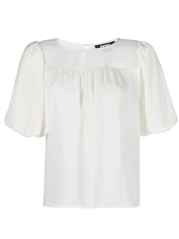 DKNY ruched-detail short-sleeves blouse - Neutrals Cover